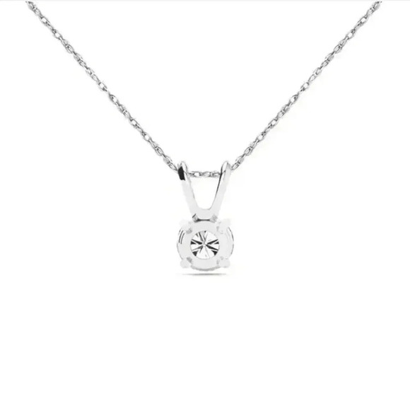 1/2 Carat Real Diamond Necklace In 14K White Gold Filled! With Silver Chain - Picture 3 of 4